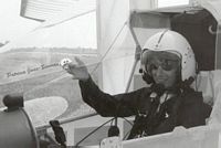 Patricia Jones-Bowman testing the Delaurier,UTIAS ornithopter CGPTR. 1997.
 Photo copyright: James Delaurier